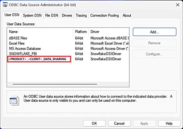 ADd button on ODBC Data Source Administrator pop-up